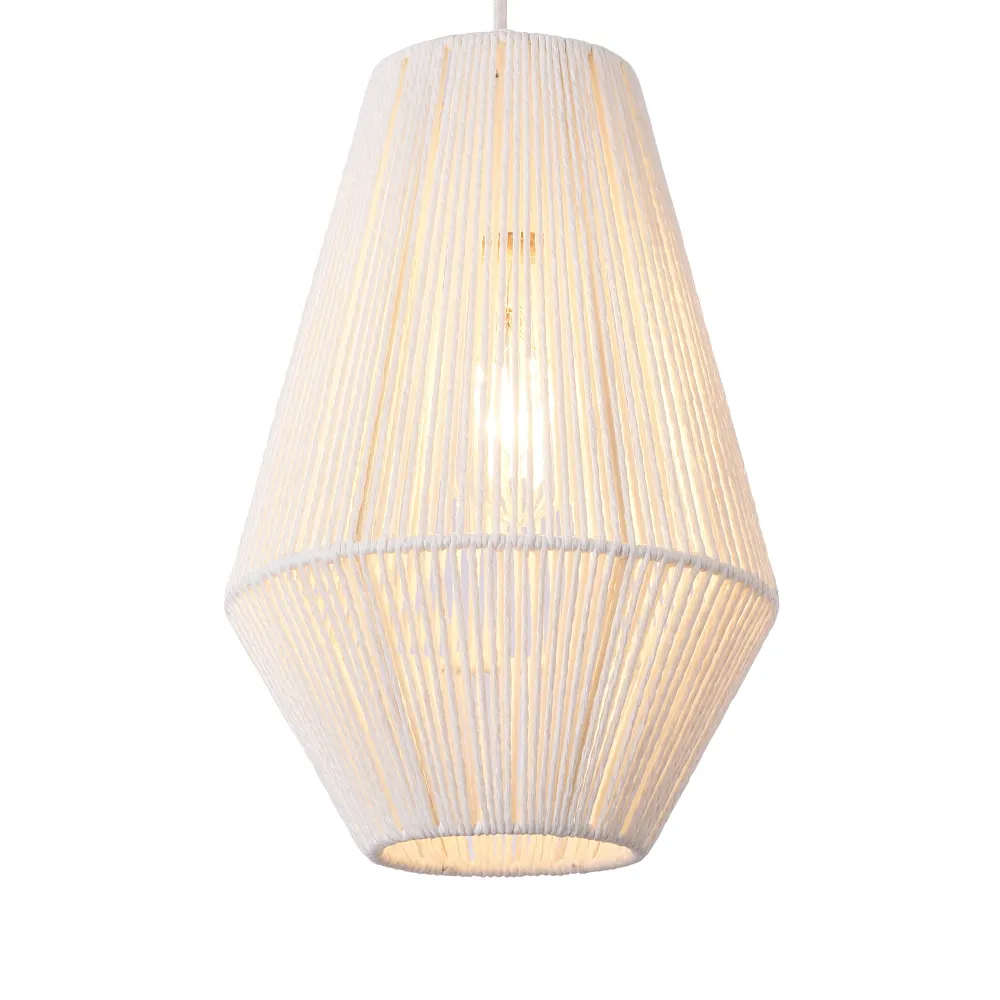 Lustre lampe lumière suspendu suspension métal corde 160 x 20 cm blanc 03_0007572