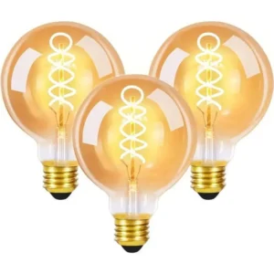 NETTLIFE Lot de 3 ampoules LED E27 vieux ampoule rétro Edison G80 4W lampes globe décoratives à filament blanc chaud 2200K...