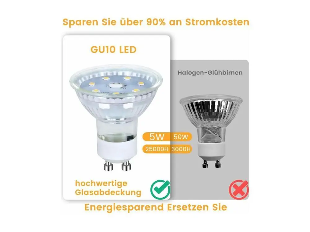 NETTLIFE Lot de 6 ampoules LED GU10 Blanc neutre 5 W remplace une ampoule 50 W 4000 K économie d'énergie angle de faisceau...