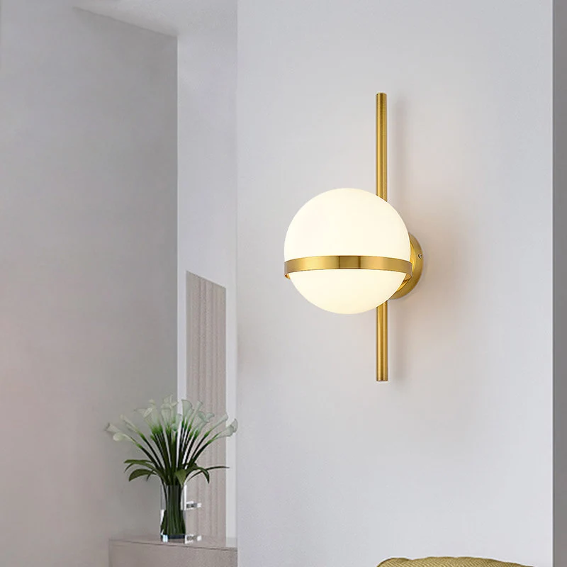Orbe en verre opale, éclairage mural contemporain à 1 ampoule, lampe pour salon