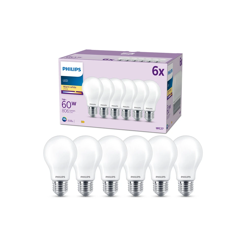 Philips ampoule LED E27 7W 806lm 2 700K mate x6
