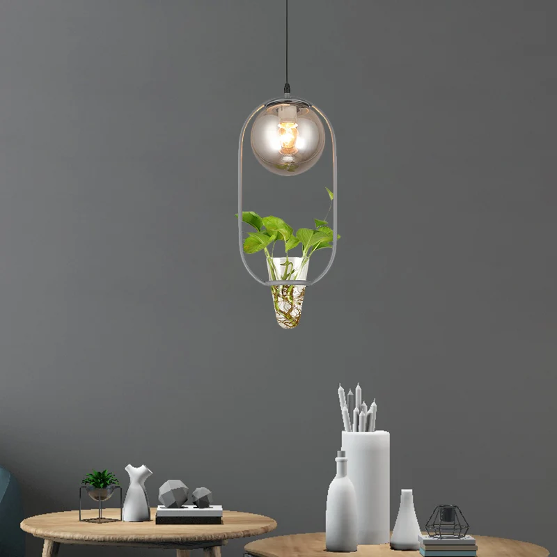 Plafonnier suspendu industriel Global, 1 ampoule, lampe à suspension en verre gris fumé, noir/gris/or, avec cage ovale et...