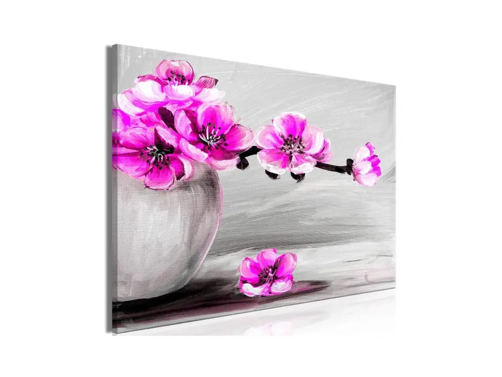 Tableau Fleurs Lightness Light (1 Part) Wide Rose vif : Taille - 90 x 60 cm