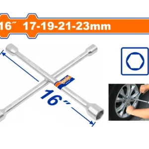 Cle en croix - pour jante voiture 16" – 17x19x21x23 mm pour pneus runflat