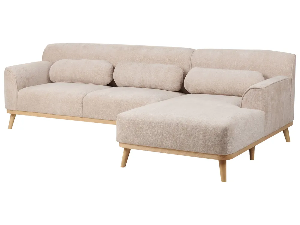 Left Hand Chenille Corner Sofa Écru SIMOS