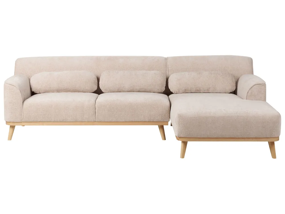 Left Hand Chenille Corner Sofa Écru SIMOS
