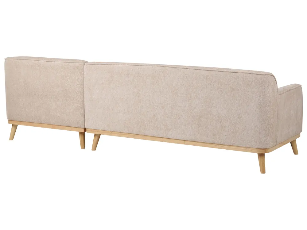 Left Hand Chenille Corner Sofa Écru SIMOS