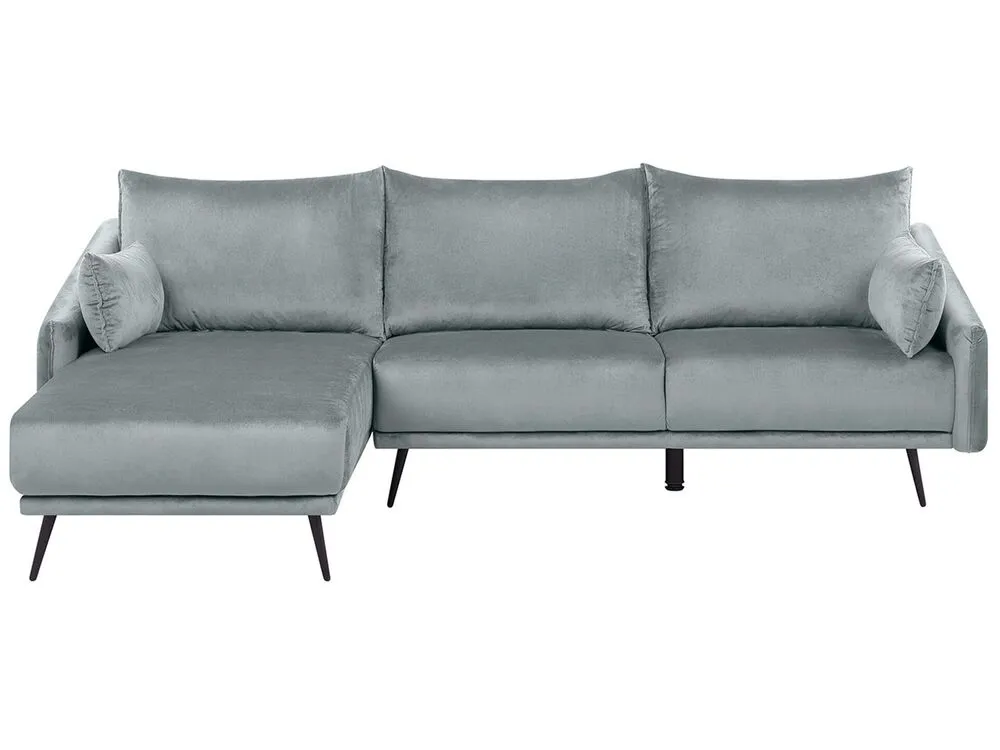 Right Hand Velours Corner Sofa LED Grey VARDE