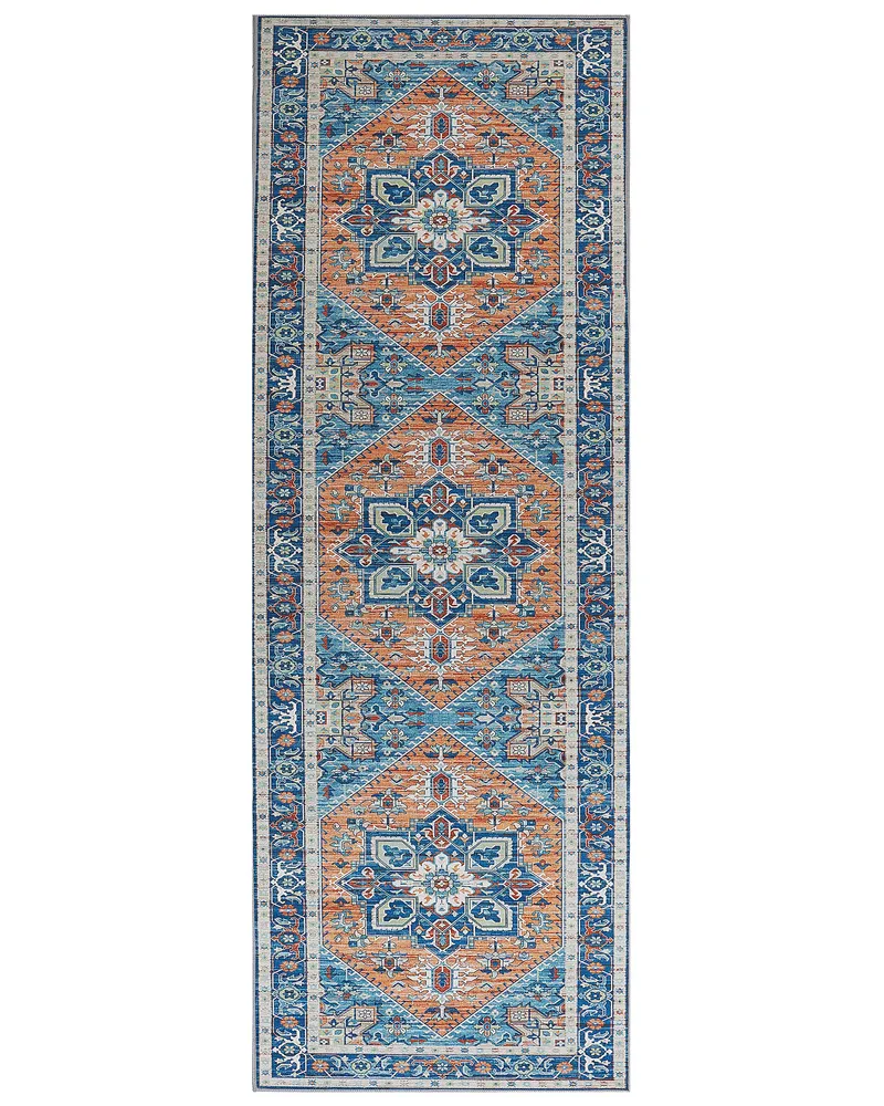 Runner Rug 70 x 200 cm Blue and Orange RITAPURAM