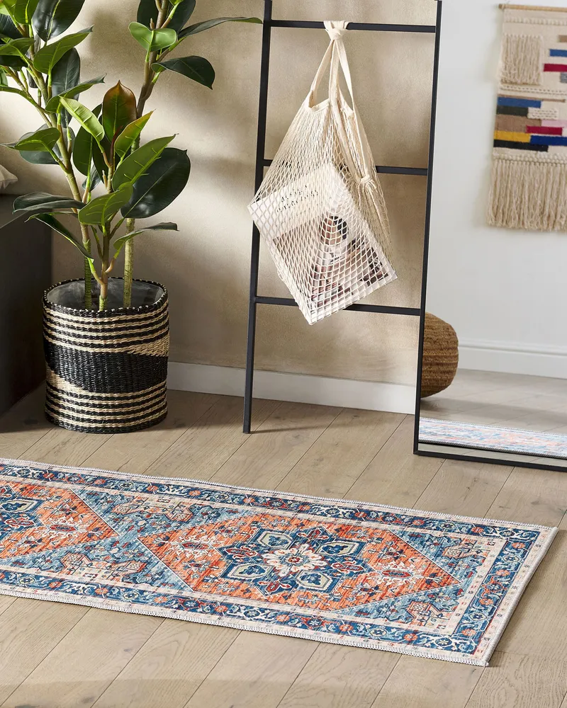 Runner Rug 70 x 200 cm Blue and Orange RITAPURAM