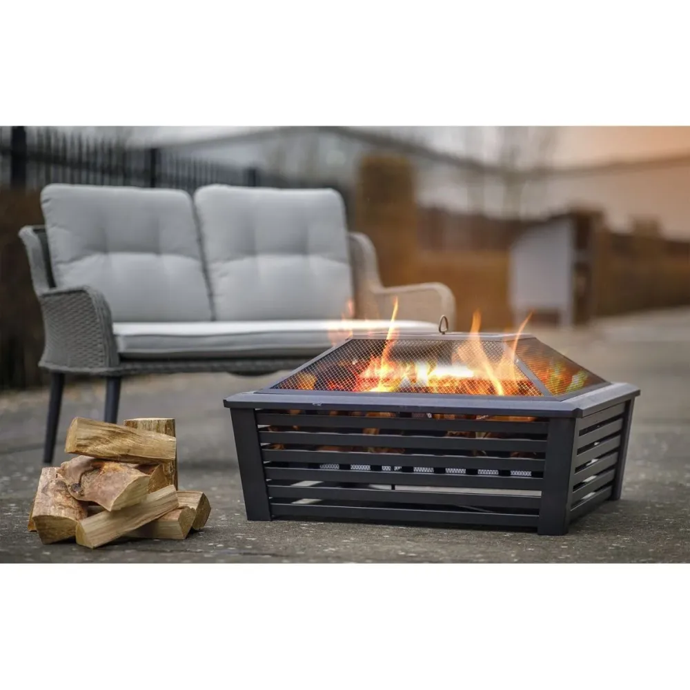 Sealey DG43 Dellonda 35" Noir jais Square Outdoor Fire Pit avec Revêtement imperméable