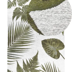 Cotton Area Rug Leaves Motif 140 x 200 cm Vert jade BARZAH
