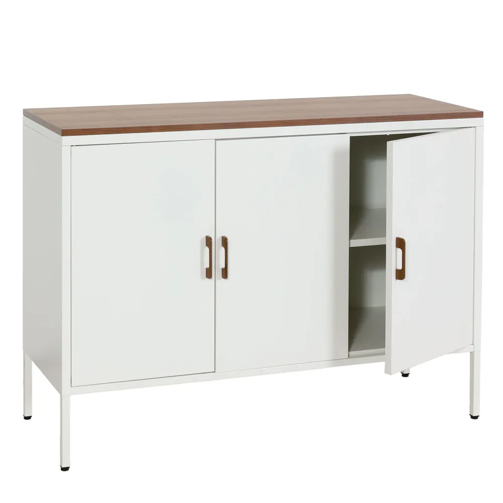 Commode métallique actuel 90x120 cm 3 portes avec étagères réglables 04_0006512