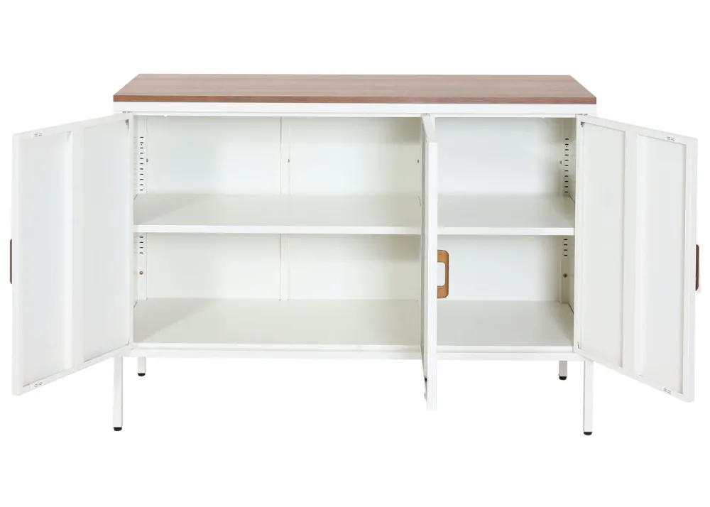 Commode métallique actuel 90x120 cm 3 portes avec étagères réglables 04_0006512