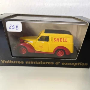 Fiat 1100 E jaune et rouge SHELL (voitures miniatures d'exception N°V2537)