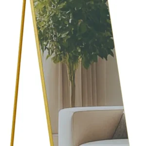 Miroir pleine longueur sur pied ou mural cadre métal doré brillant design épuré 140x40 cm 10_0008405