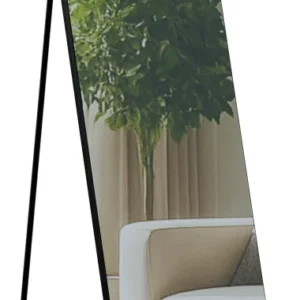 Miroir pleine longueur sur pied ou mural cadre métal noir mat design épuré 140x40 cm 10_0008400