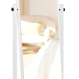 Miroir sur pied pleine longueur pivotant – Cadre métal blanc – Avec roulettes 10_0008381