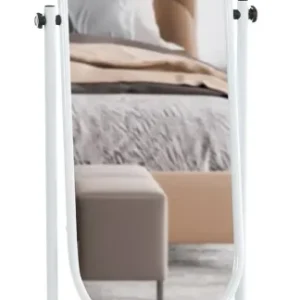 Miroir sur pieds avec roulettes forme ovale 113 x 33 cm en métal blanc 10_0003724