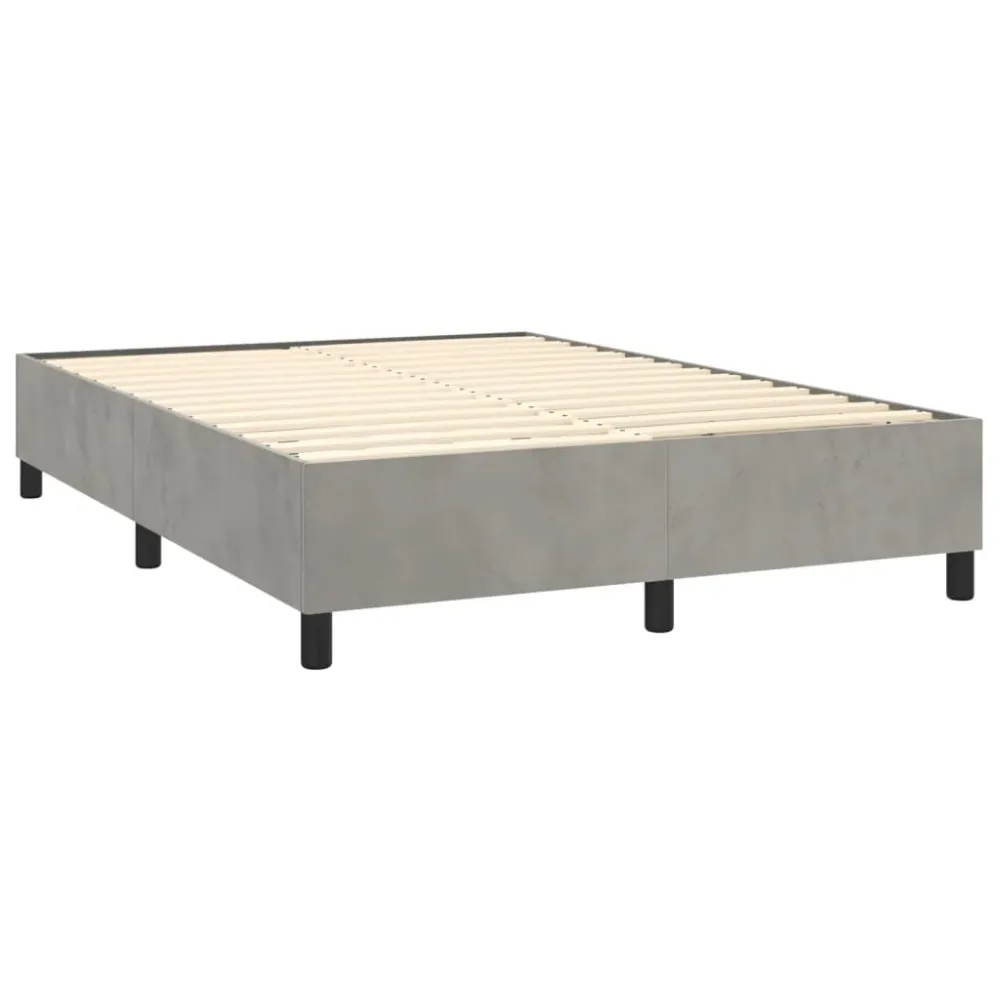 Sommier à lattes sur pieds cadre de lit 140x200 cm tissu velours gris manifeste TDL0207190