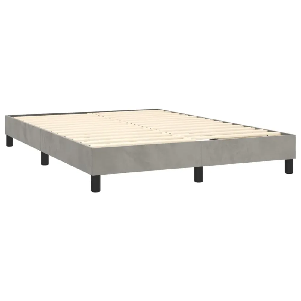 Sommier à lattes sur pieds cadre de lit 140x200 cm tissu velours gris manifeste TDL0207189