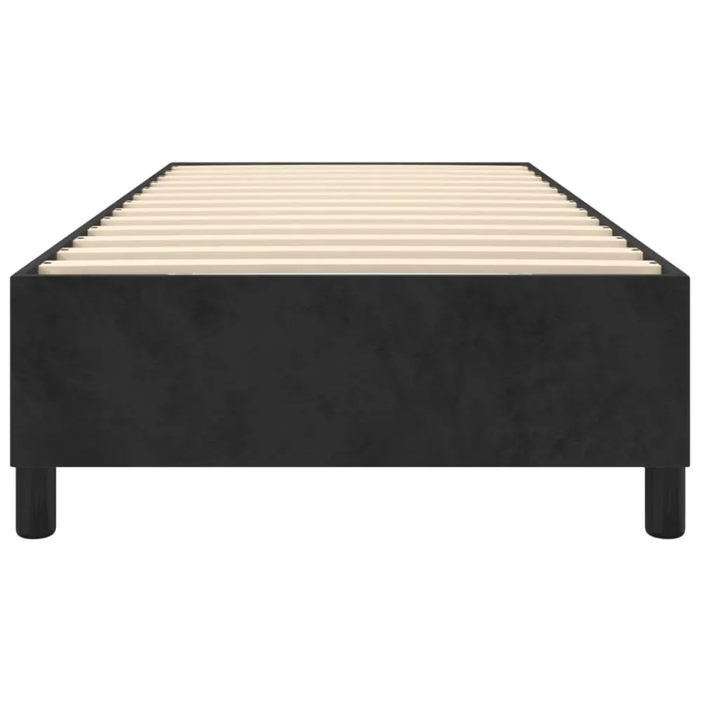 Sommier à lattes sur pieds cadre de lit 90x190 cm tissu velours noir TDL0206972