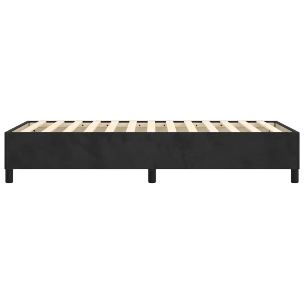Sommier à lattes sur pieds cadre de lit 90x190 cm tissu velours noir TDL0206972
