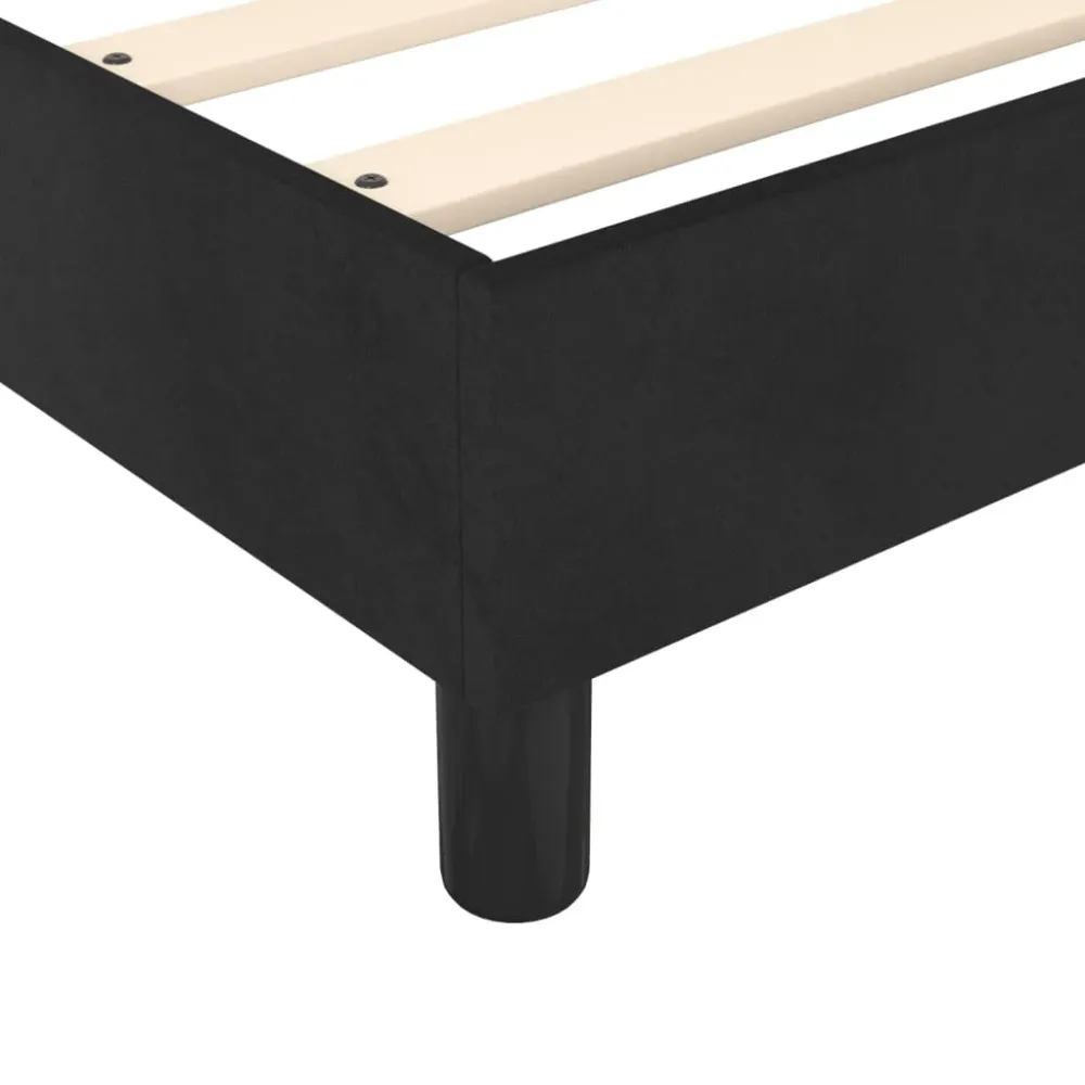 Sommier à lattes sur pieds cadre de lit 90x190 cm tissu velours noir TDL0206972
