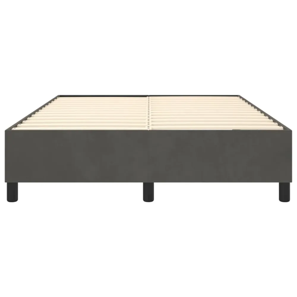 Sommier à lattes sur pieds cadre de lit 140x190 cm tissu velours gris noir TDL0207136