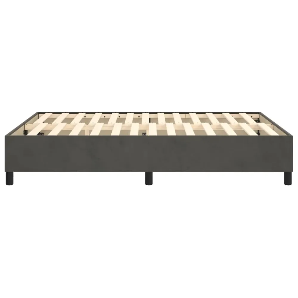 Sommier à lattes sur pieds cadre de lit 140x190 cm tissu velours gris noir TDL0207136