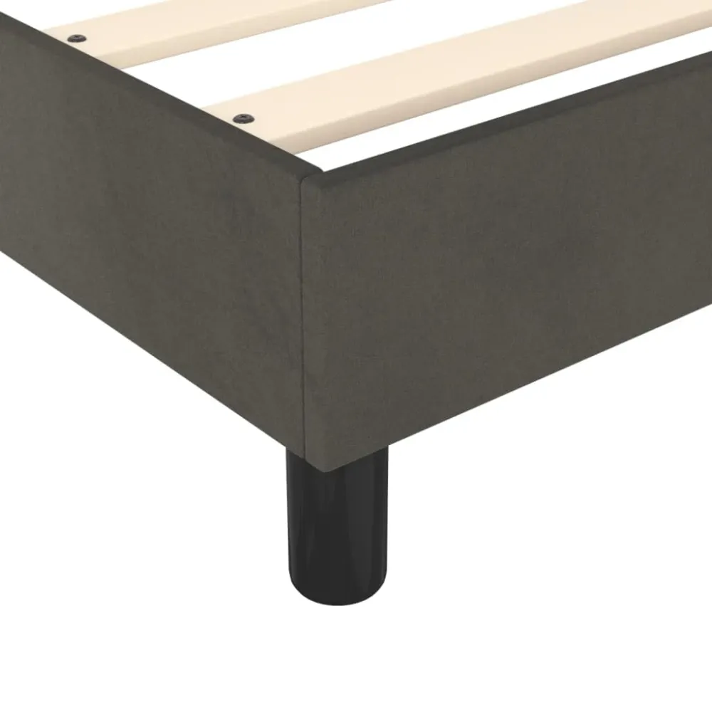 Sommier à lattes sur pieds cadre de lit 140x190 cm tissu velours gris noir TDL0207136