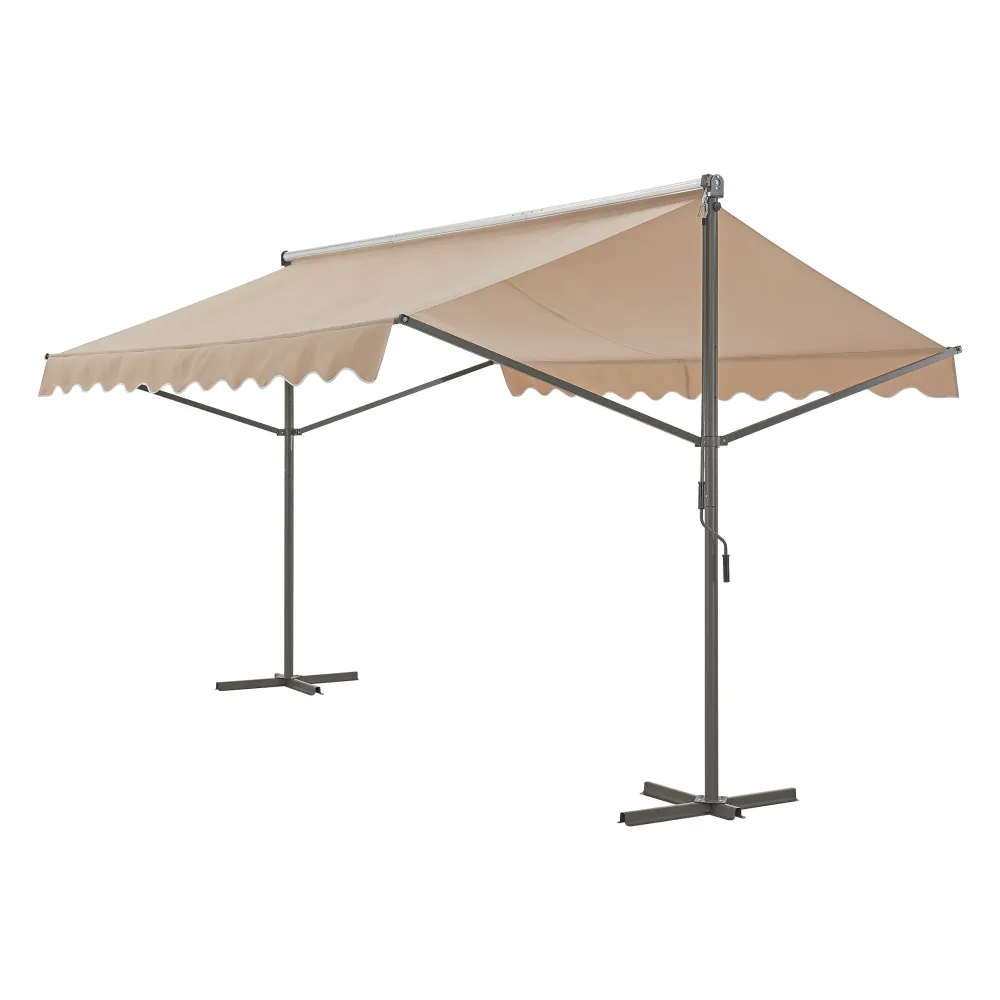 Store banne autoportant à duo pente 400 x 300 x 260 cm sable 03_0008295