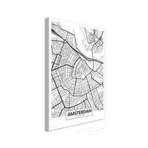 Tableau Cartes du monde Map Amsterdam (1 Part) Vertical : Taille - 40 x 60 cm