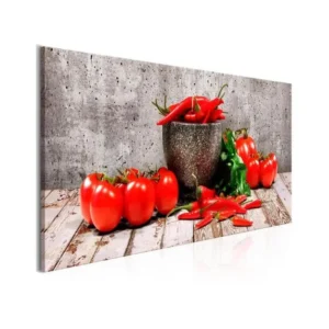 Tableau Nature morte Red Vegetables (1 Part) Concrete Étroit : Taille - 135 x 45 cm
