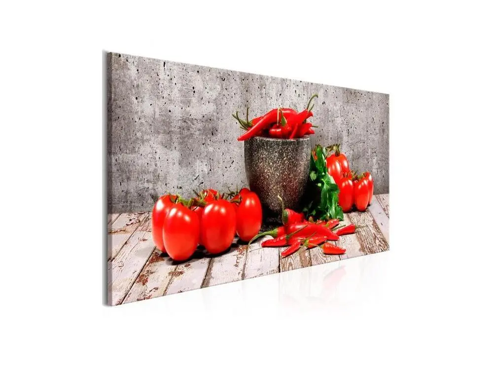 Tableau Nature morte Red Vegetables (1 Part) Concrete Étroit : Taille - 135 x 45 cm