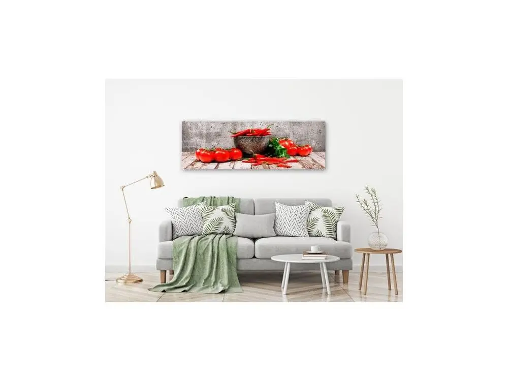 Tableau Nature morte Red Vegetables (1 Part) Concrete Étroit : Taille - 135 x 45 cm