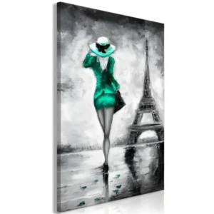 Tableau Personnages Parisian Woman (1 Part) Vertical Green : Taille - 40 x 60 cm