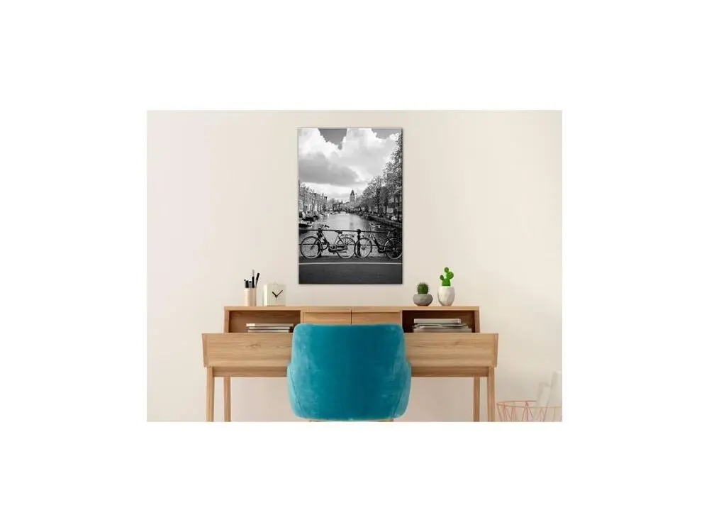 Tableau Villes Bikes On Bridge (1 Part) Vertical : Taille - 60 x 90 cm