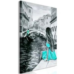 Tableau Villes Far Dreams (1 Part) Vertical Blue : Taille - 60 x 90 cm