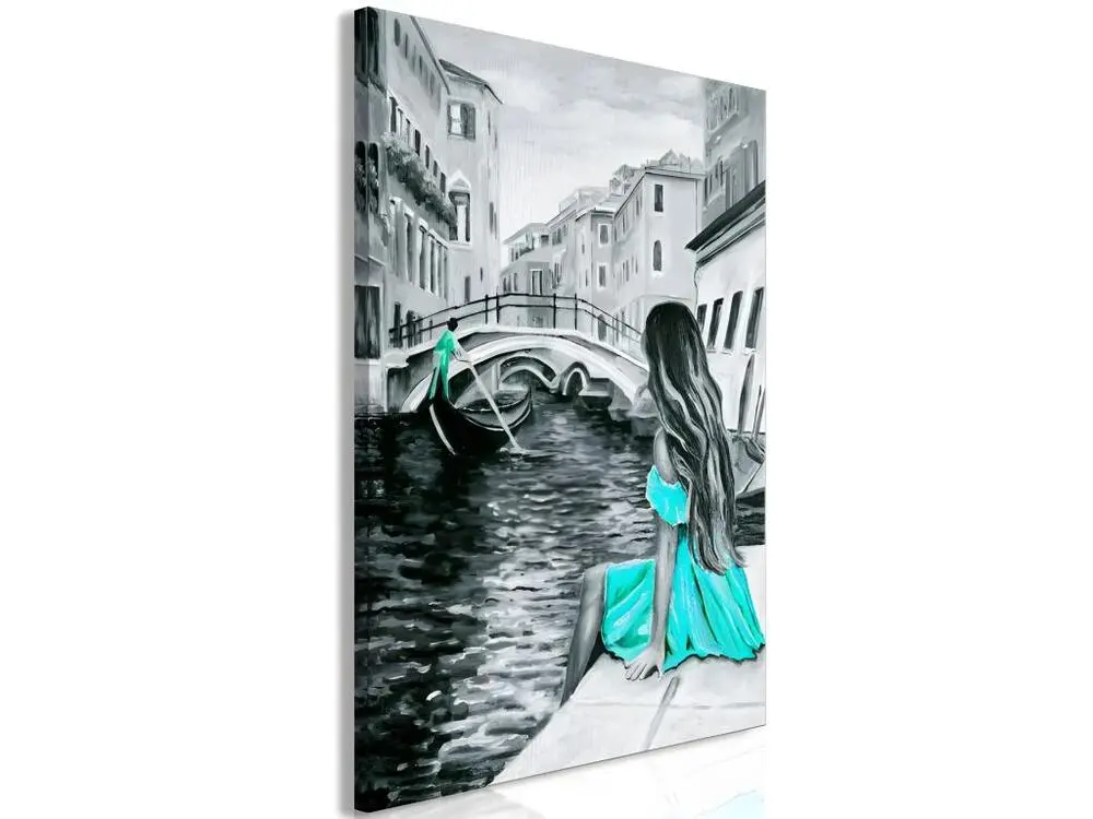 Tableau Villes Far Dreams (1 Part) Vertical Blue : Taille - 60 x 90 cm