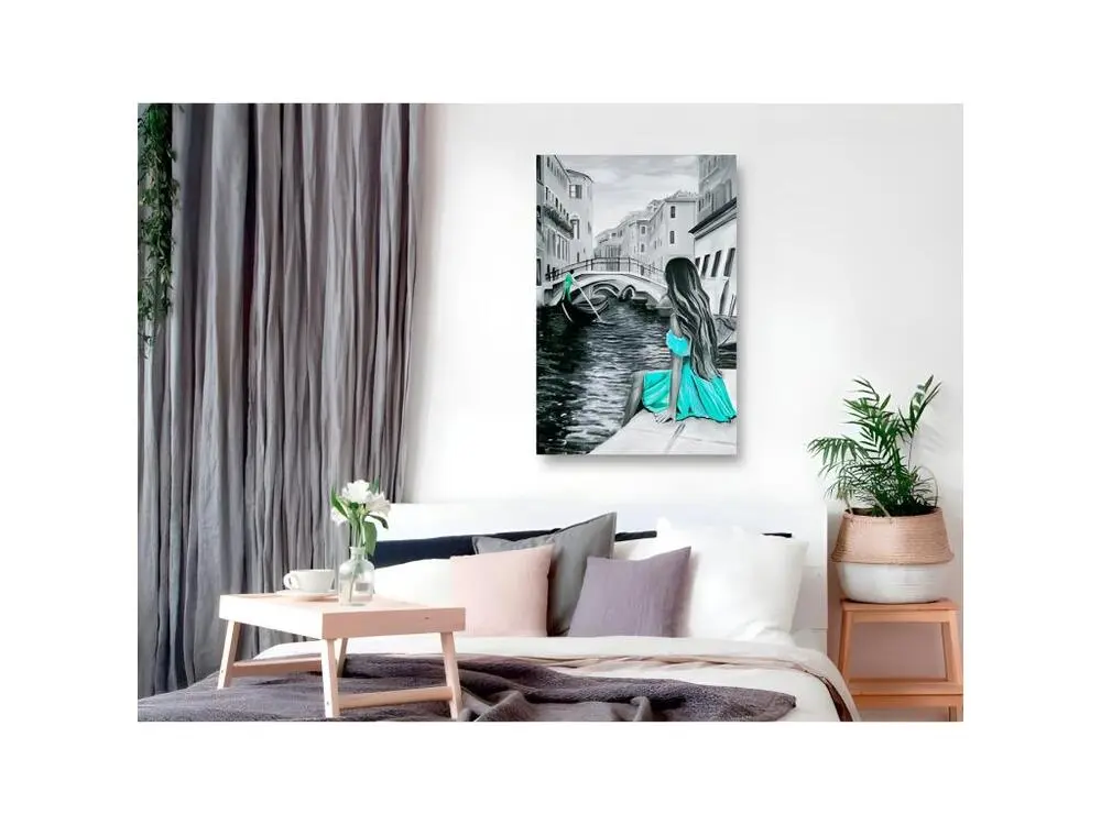 Tableau Villes Far Dreams (1 Part) Vertical Blue : Taille - 60 x 90 cm