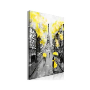 Tableau Villes Paris Rendez-Vous (1 Part) Vertical Jaune doré : Taille - 40 x 60 cm
