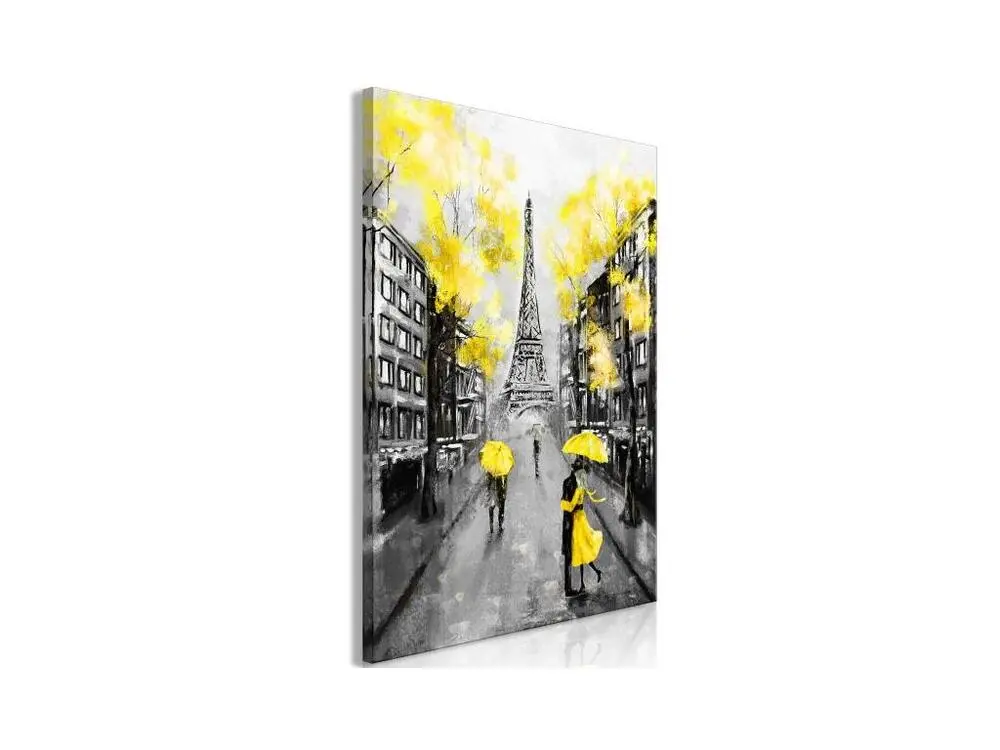 Tableau Villes Paris Rendez-Vous (1 Part) Vertical Jaune doré : Taille - 40 x 60 cm