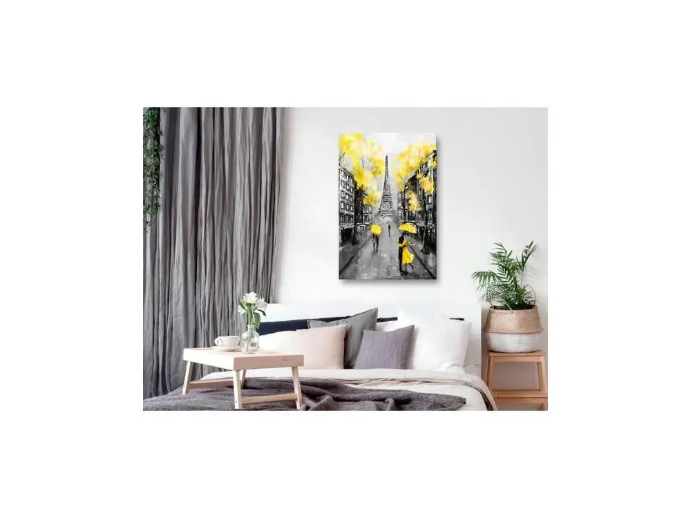Tableau Villes Paris Rendez-Vous (1 Part) Vertical Jaune doré : Taille - 40 x 60 cm