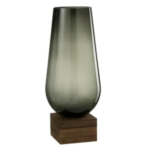 Vase sur pied en verre gris 24x24x57 cm