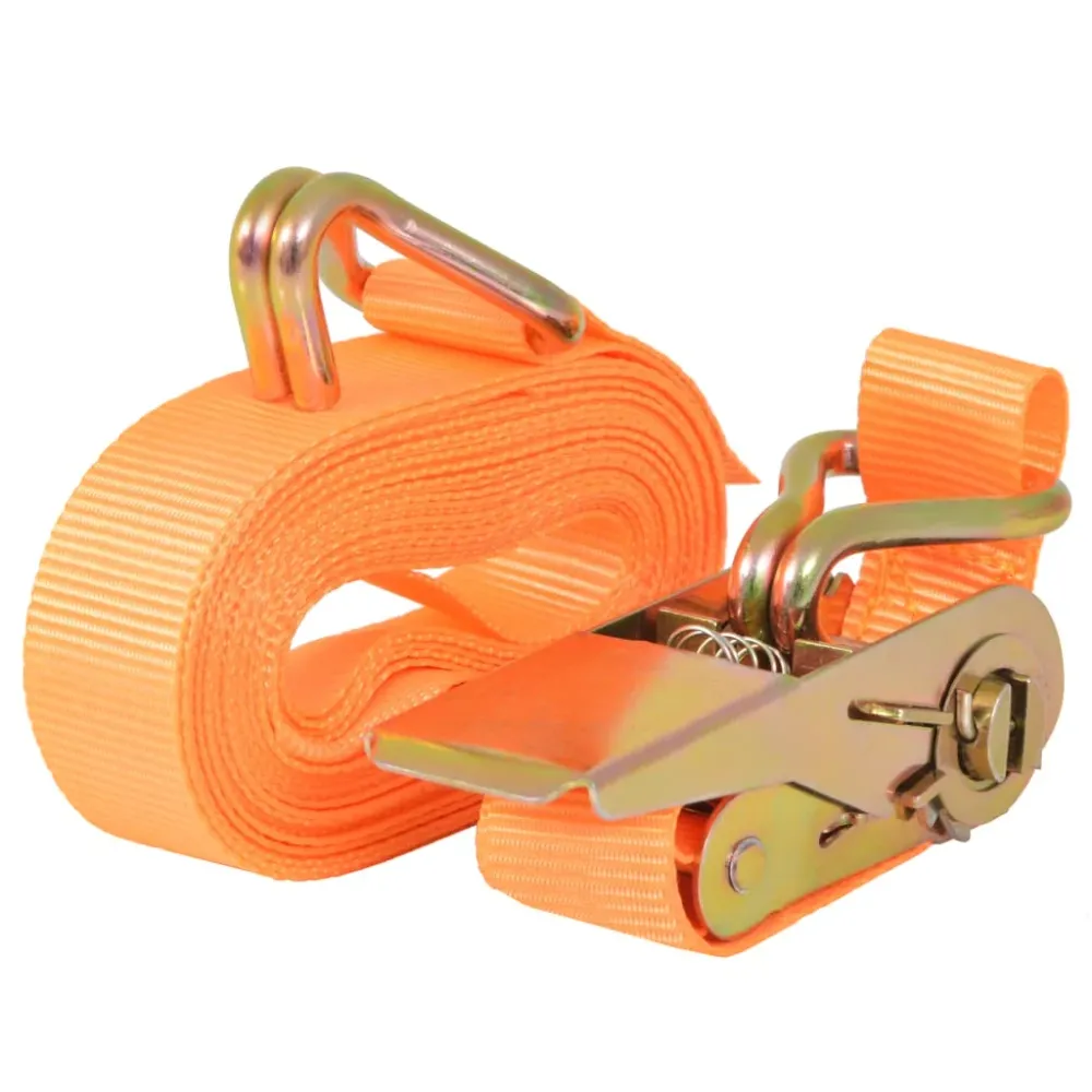 Lot de 10 sangles d’arrimage 0,4 tonnes 6 m x 25 mm orange transport remorque 02_0003533