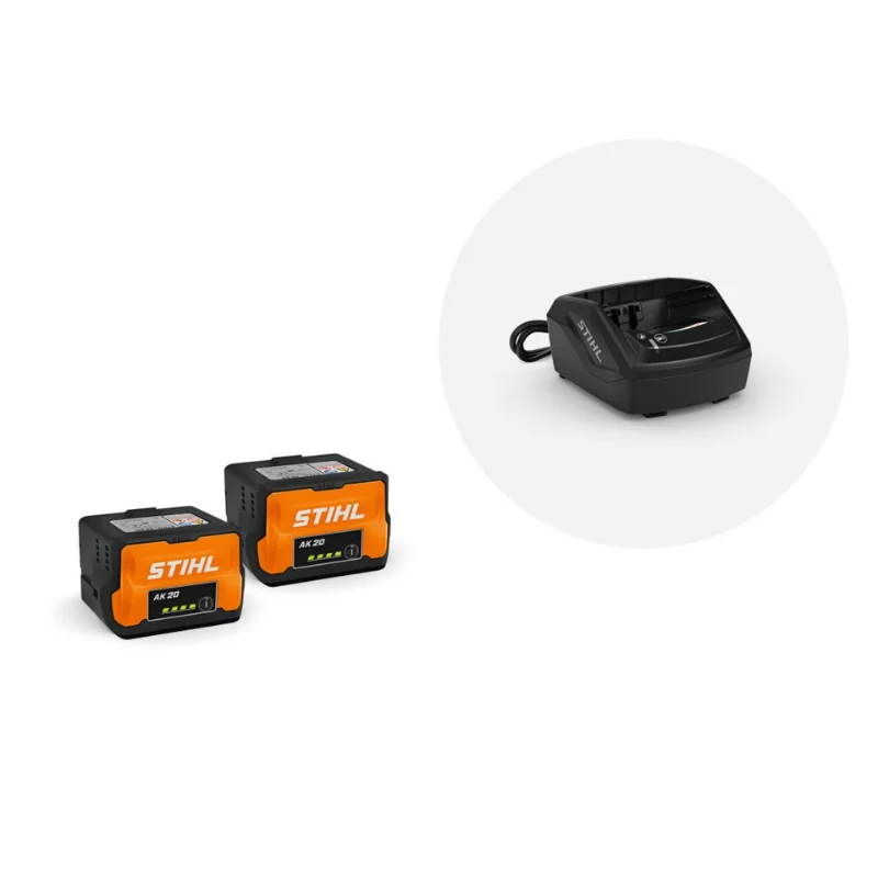 STIHL Kit de démarrage Plus - 2x Batterie AK 20 et 1x Chargeur habituel AL 101 portable et léger