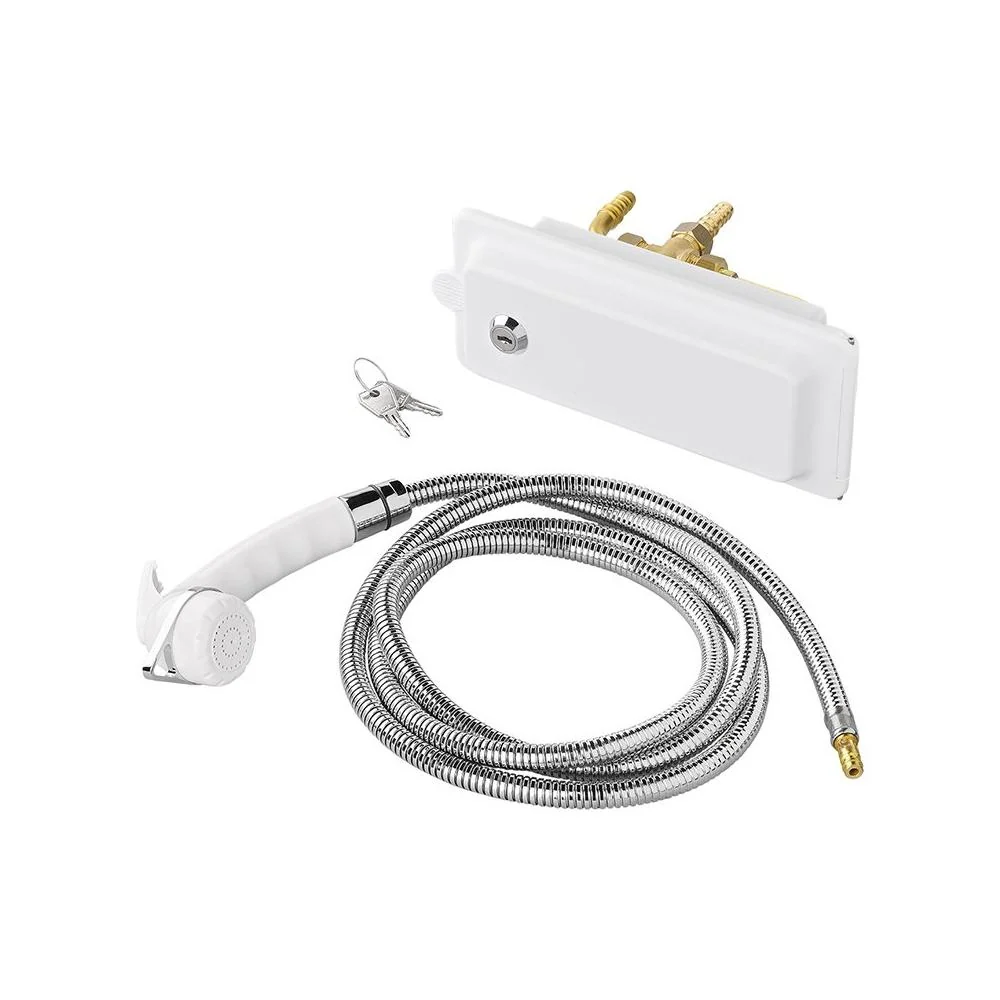 Tuyau alimentation Außenduschanschluss für Wohnmobile & Wohnwagen – Komplettset mit Brauseschlauch & Duschkopf