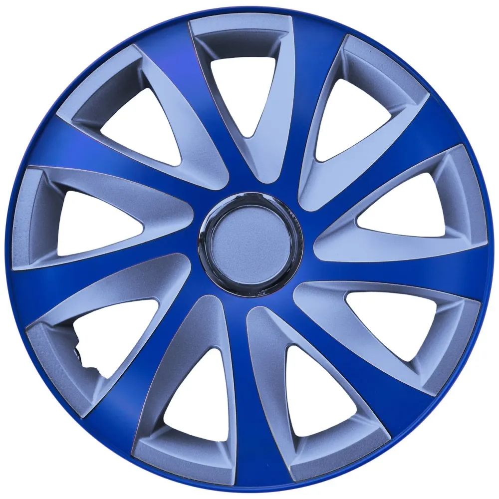 Certifié OEM NRM Kit d'enjoliveurs de roues 16" argent et bleu 4 PCS Set ABS Universel