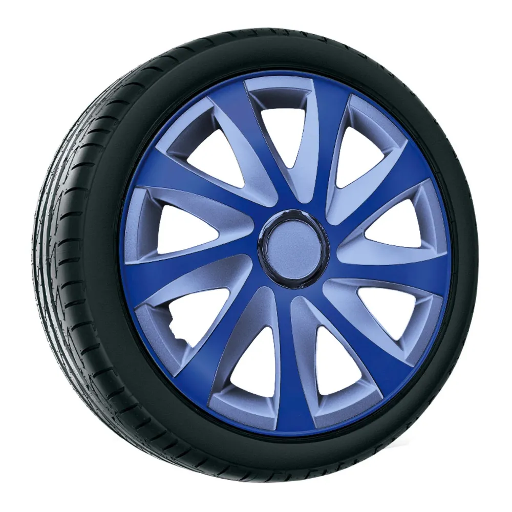 Certifié OEM NRM Kit d'enjoliveurs de roues 16" argent et bleu 4 PCS Set ABS Universel